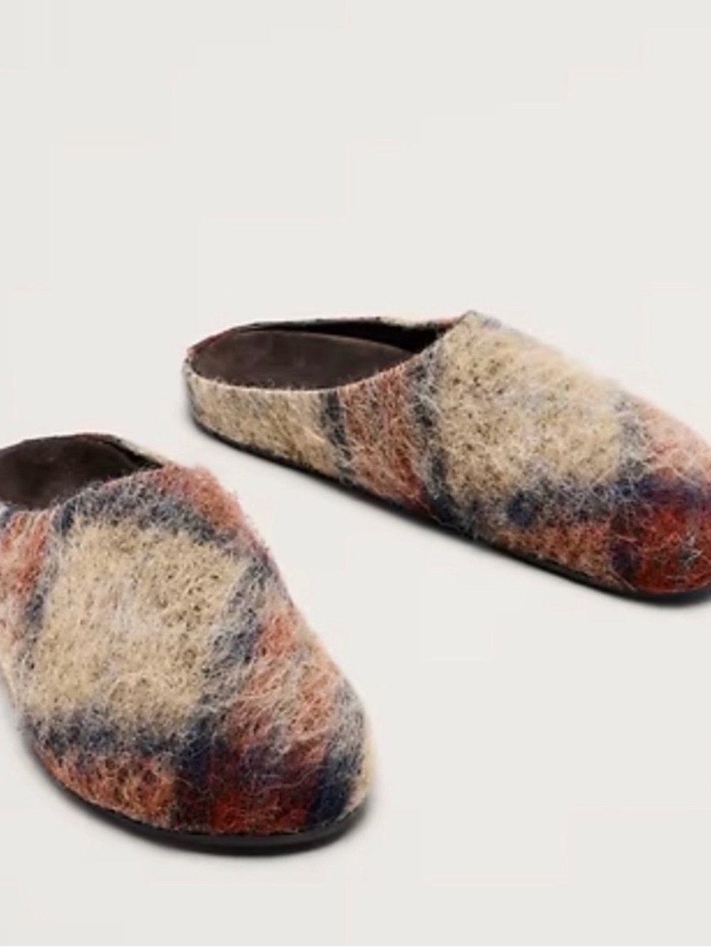 Banana Republic Felt Slip-On Mules in Cream, Blue & Brown